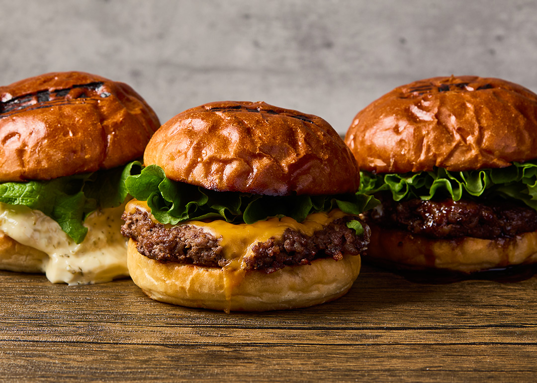 武州和牛使用！特製グルメバーガー（チェダーチーズ/てりやき/タルタル）